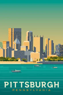 Fotokunst von François Beutier: nostalgische Darstellung von Pittsburgh im Retro-Stil.