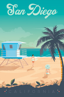 François Beutier, San Diego California vintage travel wall art
