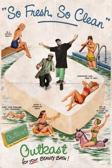 Illustration by David Redon: Retro soap advertisement inspired by hip-hop culture.