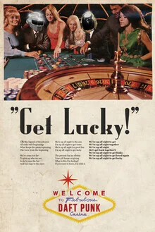 Wall art by David Redon: Retro illustration featuring casino elements and music themes