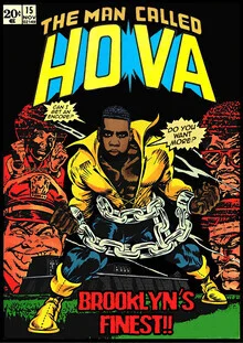 Illustration by David Redon features a stylized hip-hop artist in a retro style.