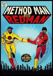 Wall art by David Redon: illustration of hip-hop artists in a classic comic style