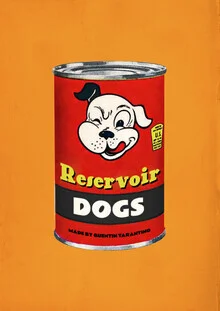 Wall art by David Redon: Retro illustration featuring a dog and a tin can