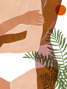 Illustration by Uma Gokhale: colorful, feminine couple in a tropical setting