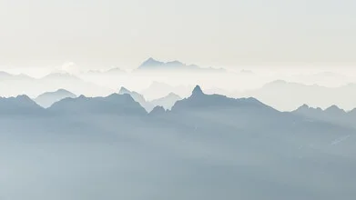 Photo art with soft colors depicting the Graubünden Alps in a calming atmosphere.