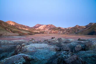 Photo art by Franz Sussbauer: dawn in Landmannalaugar, Iceland's volcanic landscape.