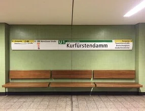 Photo art: Underground subway station with a calm atmosphere and geometric shapes.