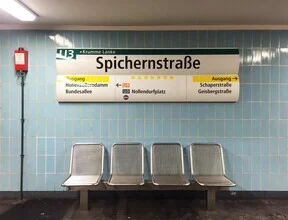 Photo art by Claudio Galamini: Spichernstraße subway station with modern lines and calm mood