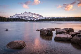 Photo art by Christoph Schaarschmidt: mountain landscape featuring Mount Rundle in Canada