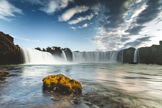 Photo art by Franz Sussbauer: Goðafoss waterfall in Iceland under soft clouds.