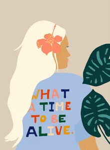 Illustration by Uma Gokhale: a stylish woman surrounded by tropical plants.