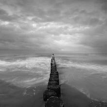 Photo art by Thomas Wegner: waves on the Baltic Sea shore in black and white