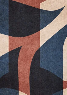 Abstrakte Illustration mit geometrischen Buchstaben in beruhigenden Farben