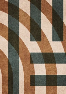Abstract wall art featuring geometric letters in calming colors