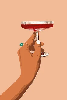 Illustration by Uma Gokhale: joyful hands toasting to love and laughter.
