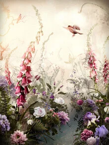 Wall art by Jesper Krijgsman: gentle depiction of plants and clouds in harmonious colors