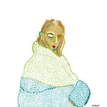 Illustration of a powerful woman with glitter elements by Marika Grimaldi