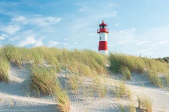 Photo art: Lighthouse in the dune landscape of Sylt on a sunny day
