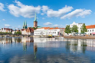 Photo art by Jan Becke: Lübeck's old town along the Trave river in spring