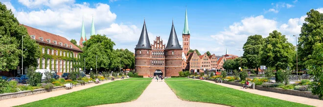Photo art by Jan Becke: Holsten Gate in Lübeck, gentle light on a summer day.