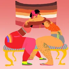 Illustration by Ezra W. Smith: colorful representation of the new lesbian flag.