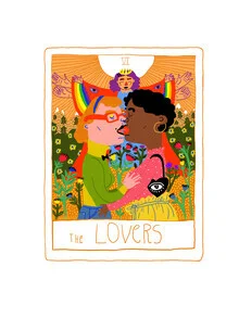 Wall art: Illustration of two lovers in soft colors, expressing closeness and connection.