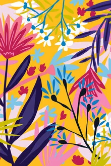 Wall art by Uma Gokhale: colorful illustration of a vibrant garden