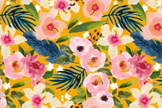 Wall art featuring colorful flowers in a vibrant pattern celebrating spring.