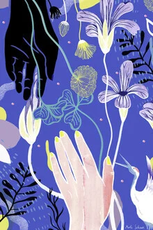 Wall art by Merle Schewe: stylish black and white illustration featuring plant motifs