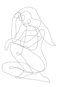 Illustration einer nachdenklichen Frau in minimalistischer Pose.