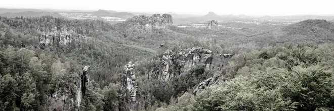 Photo art by Dennis Wehrmann: enchanted landscape in Elbe Sandstone Mountains with fog