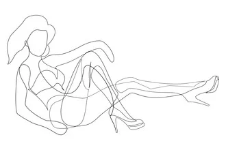 Illustration of a woman in lingerie, elegant and stylish with heels.