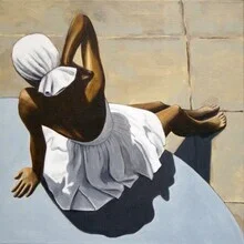 Wall art by Sarah Morrissette: Woman in swimsuit on a sunny summer day