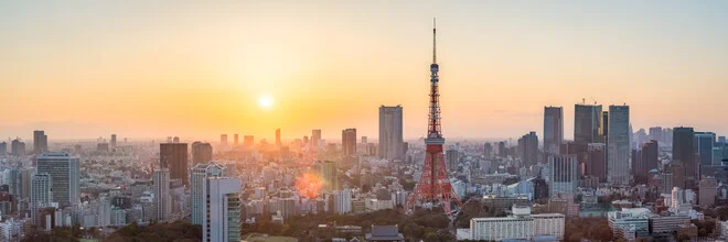 Tokyo Skyline at sunset with Tokyo Tower - Fineart photography by Jan Becke