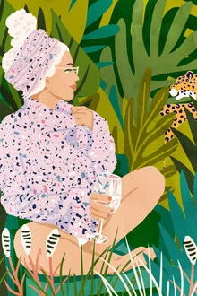 Illustration by Uma Gokhale: Woman surrounded by animals in the jungle
