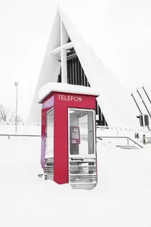 Photo art by Tonio Bessa: phone booth in snowy Tromsø, Norway