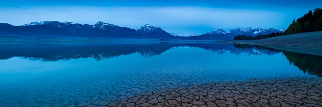 Photo art by Martin Wasilewski: serene landscape at Forggensee with mountains in the background