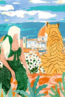 Wall art by Uma Gokhale: colorful depiction of a strong woman in nature
