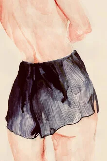 Illustration von Sophia Novosel: sanfte Darstellung einer Frau in Blau, die sich dreht.