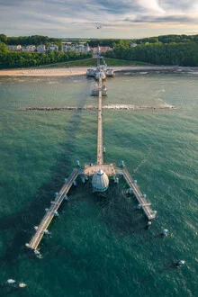 Aerial view of Seabridge Sellin on Rügen, surrounded by water and coastal landscape