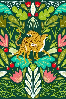 Wall art by Uma Gokhale: colorful illustration of a tropical jungle scene