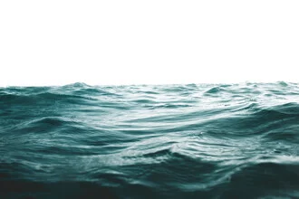 Photo art: gentle blue ocean waves breaking on the shore.