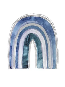 Wandbild von Alina Buffiere: Aquarell-Regenbogen mit sanften Linien