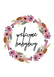 Wall art featuring a floral wreath for a nursery, soft colors and inviting design
