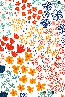 Illustration by Uma Gokhale: vibrant meadow flowers in a cheerful, lively style