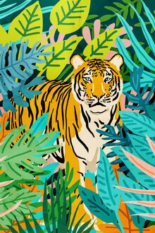 Bunte Illustration von Uma Gokhale: lebhafte Darstellung eines Leoparden in der Natur