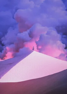 Illustration by Taudalpoi: surreal landscape with purple desert and dramatic clouds