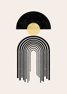 Abstract illustration of a rainbow in soft colors and harmonious shapes.