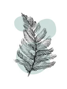 Wandbild mit zarten botanischen Farnen: sanfte Farben und organische Formen