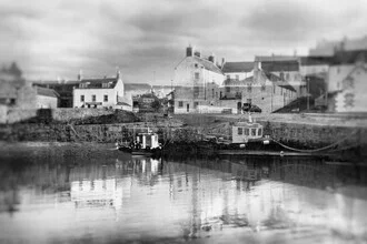 Photo art by Victoria Knobloch: picturesque harbor in Portsoy with boats